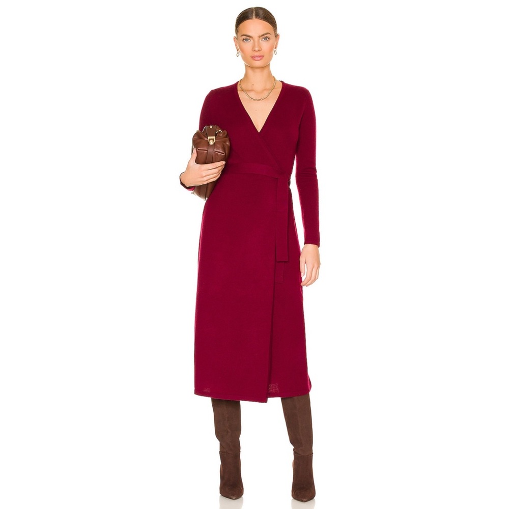 Diane Von Furstenberg Linda Wrap Dress in Pink/Red Cashmere Medium